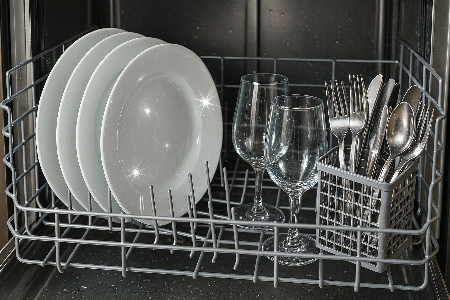 Clean, sparkling dishes achieved without pre-rinsing
