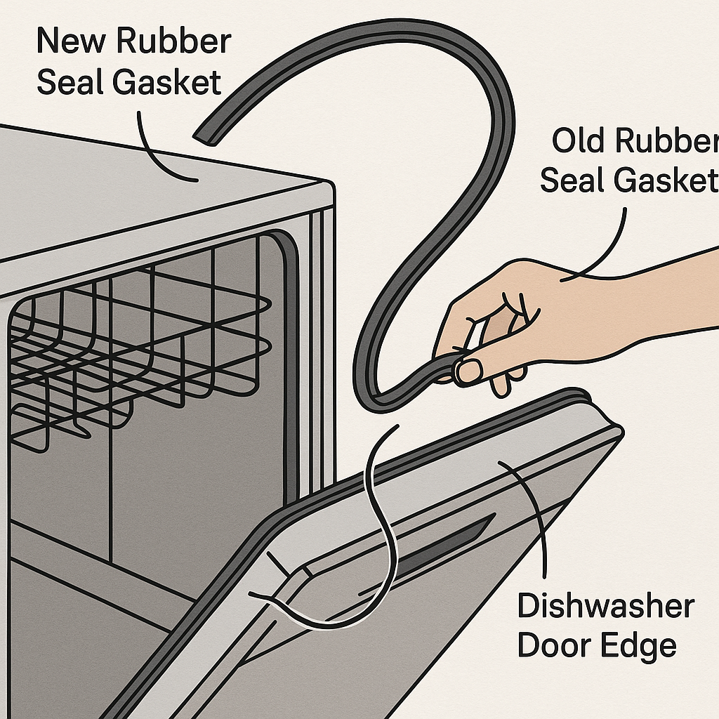 DIY replacement of dishwasher door seal gasket