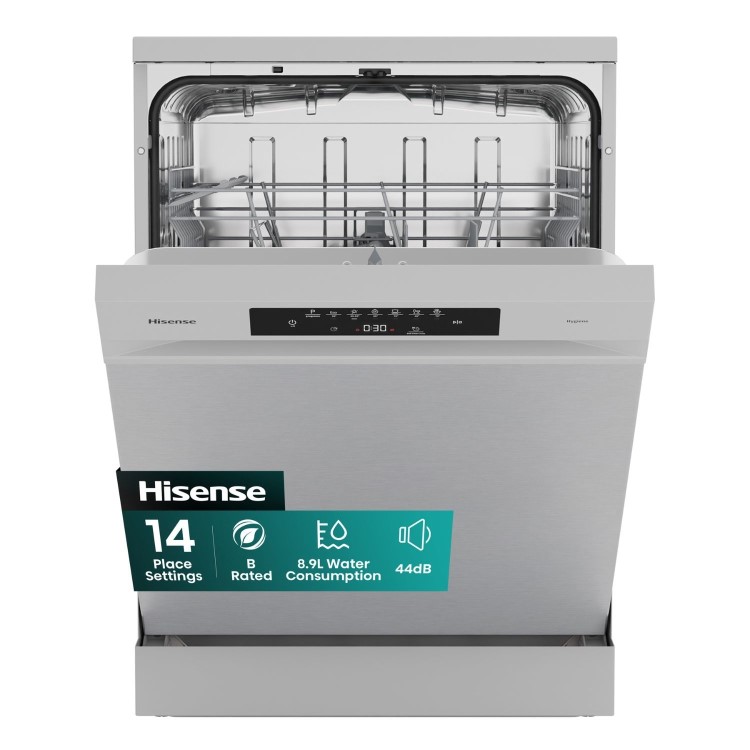 Hisense HS642B90XUK Hi4 Series Freestanding Full-Size Dishwasher - Stainless Steel