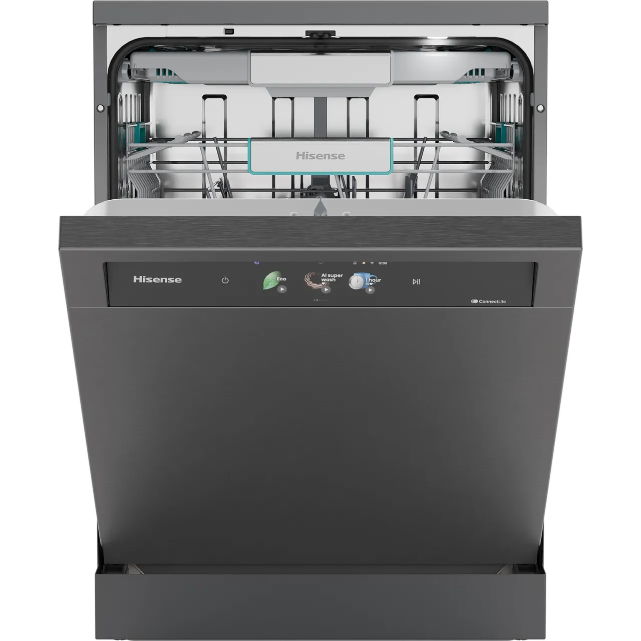 Hisense HS693A90ADBXUK Freestanding Dishwasher - Black Inox