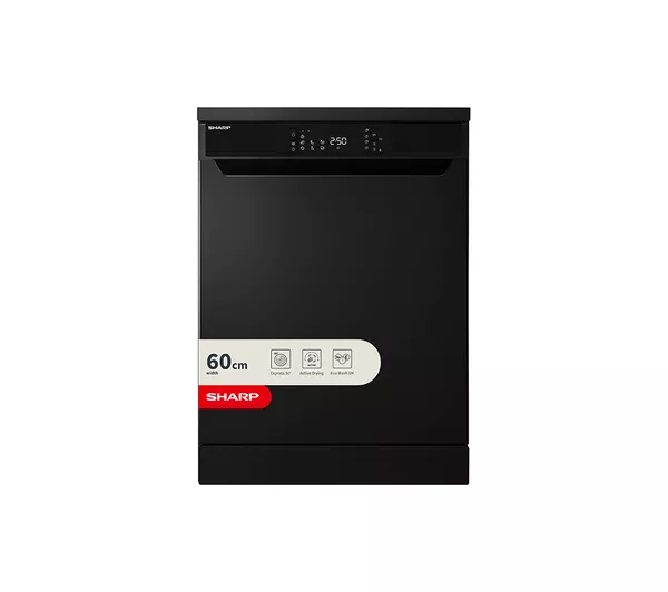 Sharp QW-NA1FF47D3M2 Freestanding Dishwasher - Black